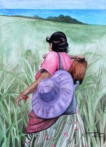 Peinture de Caroline HARDY: La Travailleuse des Champs d'Ananas