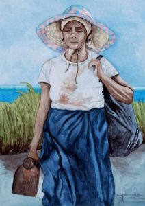 Peinture de Caroline HARDY: Le Retour des Champs d'Ananas