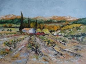 Peinture de Bernard Bertrand: Maison dans la vigne