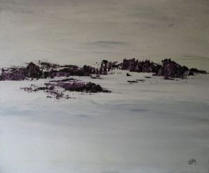 Peinture de mercier dominique: falaises mauves