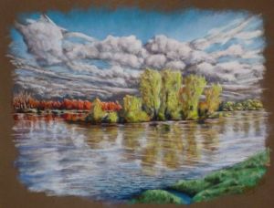 Peinture de Philippe Guillemard: couchant sur îlot