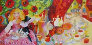 Peinture de OXANA ZAIKA: Nature morte avec lapin Blanc
