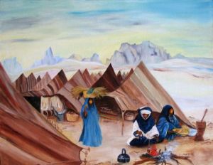 Peinture de chapska: campement touareg