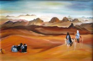 Peinture de chapska: touaregs dans le Hoggar