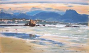 Dessin de MURIEL AUCLAIR: Balade sur la plage