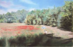 Dessin de MURIEL AUCLAIR: Champ de coquelicots