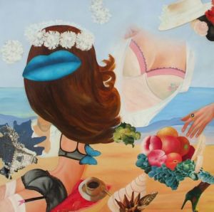 Peinture de francoise ader: plage coqine