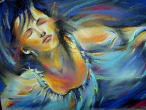 Peinture de FREDERIQUE NALPAS: La femme bleue