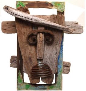 Sculpture de Daniel Barre: Masque  bois flotté n°1
