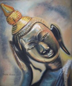 Dessin de Elisabeth Nardoux: Statue Boudhiste