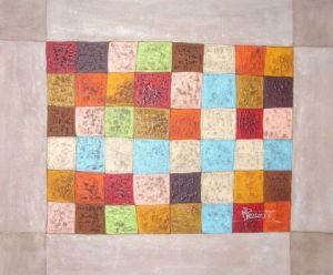 Peinture de Mireille PRECLOUX: Patchwork bleu