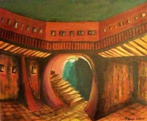 Peinture de JACQUELINE SARAH UZAN: LE PATIO