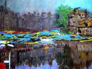 Peinture de Jacques Cauda: Honfleur, fin d'après-midi