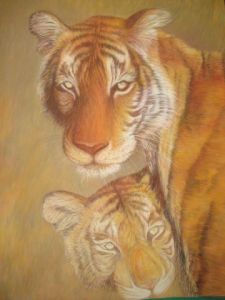 Peinture de CLAUDINE PINIAU: tigres
