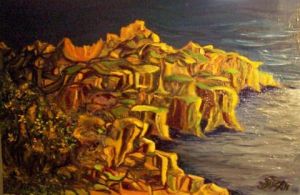 Peinture de JACQUELINE SARAH UZAN: NUIT SUR LES CALANQUES