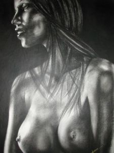 Dessin de chavanne marc: buste noir et  blanc