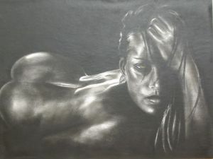 Dessin de chavanne marc: Nu noir et blanc