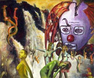 Peinture de jean louis manuel: Le clown retourne aux sources