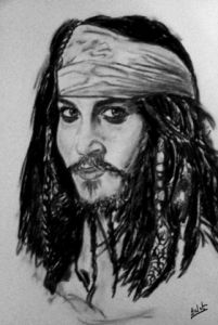 Dessin de Bulot: essai portrait jack sparrow (pirate des caraibes)