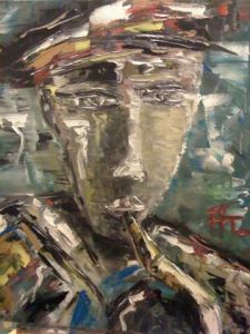 Peinture de Antonio Chacon: saxophoniste