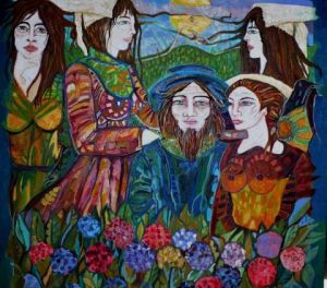Peinture de Regine Quidu : famille bretonne