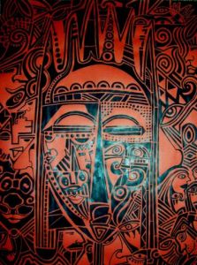 Dessin de Violaine Sausset: Masque Africain