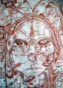 Peinture de Violaine Sausset: Autoportrait psycologique