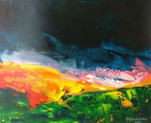 Peinture de Rene Vincent-Viry: Un soir en Toscane