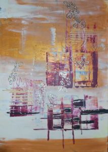 Peinture de Celine Garsault: cartes sur table