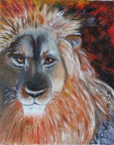 Peinture de patrick nguyen: le lion qui pleure