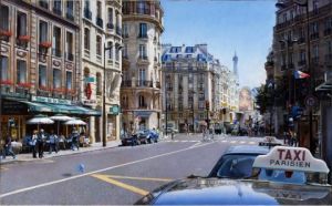 Peinture de Gilles Paul ESNAULT: Taxis, Paris 16