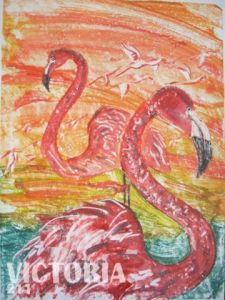 Dessin de Victoria: Les flamants roses