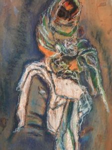 Dessin de cigna: drapé bleu