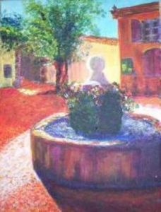 Peinture de Marie LOPEZ: Fontaine de la place