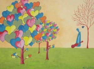 Peinture de patrick mahieu: Le musicien égaré