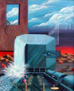 Peinture de Markkus Nelrog: La fontaine du bonheur éphémère