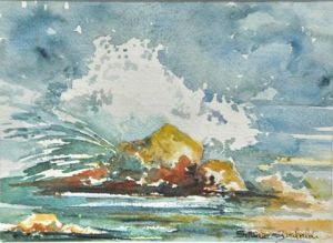 Peinture de Sylvie GARIBALDI: La vague 01