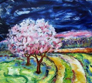 Peinture de Martine Bach: Les  deux pommiers