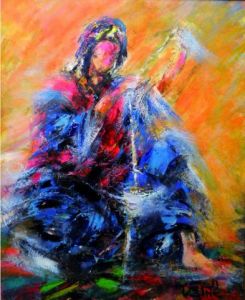 Peinture de abdellatif zine: Fileuse de laine N° 04