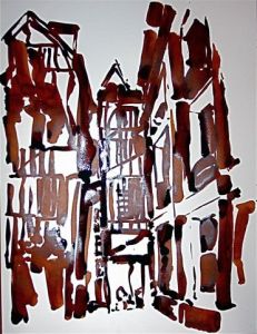 Peinture de Bruno Avril : Rue Des Rosier Rouen 