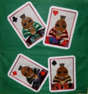 Art_textile de Jean Pierre Avonts-Saint Lager: CARTES  SUR  TABLE / CARDS  ON  THE  TABLE