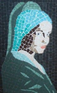 Mosaique de christe: jeune fille à la perle