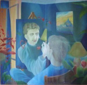 Peinture de Laurent Aubin: Autoportrait 