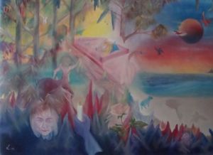 Peinture de Laurent Aubin: dream a little dream of me