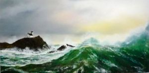 Peinture de MARTINE GREGOIRE: VAGUE DANS LES CÔTES DU NORD
