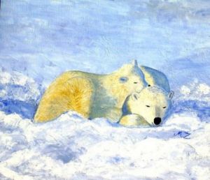 Peinture de martine zendali: ours blancs