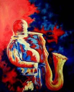 Peinture de Catherine Thivrier-Forestier: Le saxophoniste