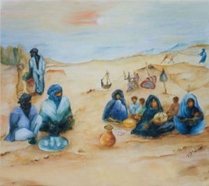 Peinture de chapska: campement  touareg