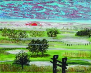 Peinture de Catherine Dutailly: le marais givré