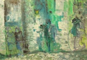 Peinture de JACQUELINE SARAH UZAN: LA  RUE  D'EN  FACE